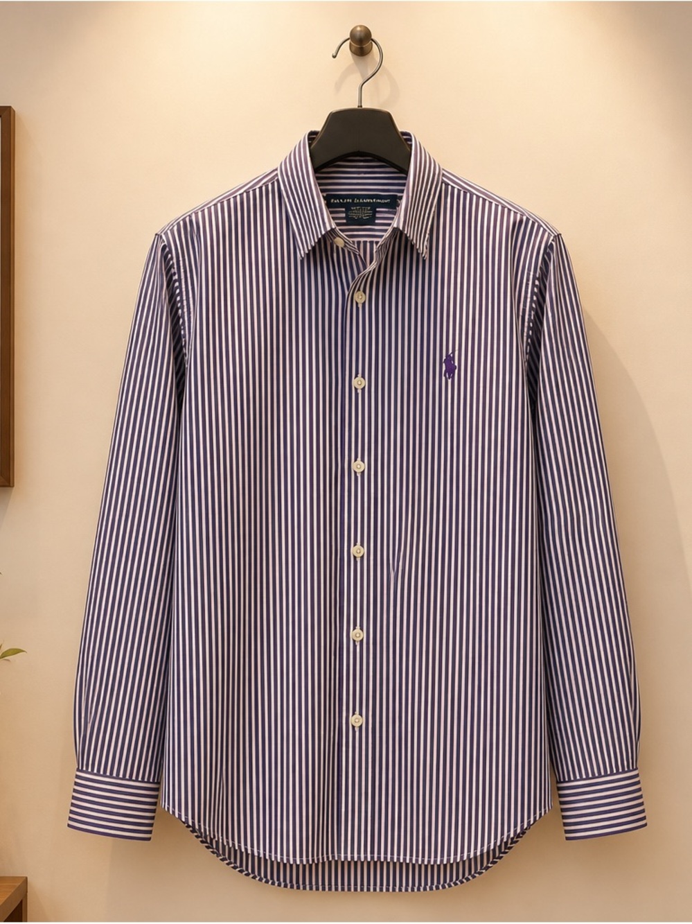 Polo by Ralph Lauren Sport Purple and White Vertical Stripe Dress Shirt